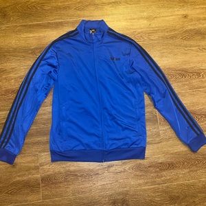 ADIDAS BLUE 3 STRIPE TRICOT TRACK JACKET